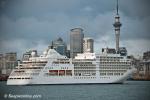 ID 6763 SILVER SPIRIT (2009/36009gt/IMO 9437866) on her inaugural 119-night round-the-world cruise, the latest addition to the Silverseas Cruises fleet, makes her maiden call at the Port of Auckland, New...